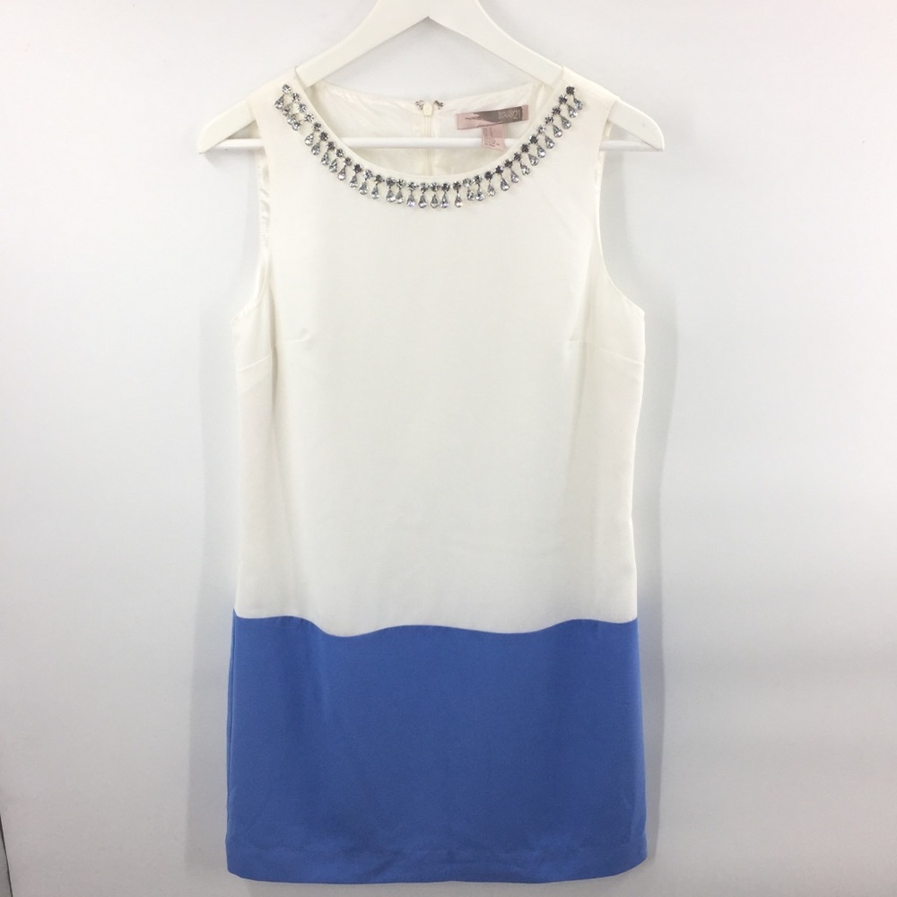 Blue and white dress